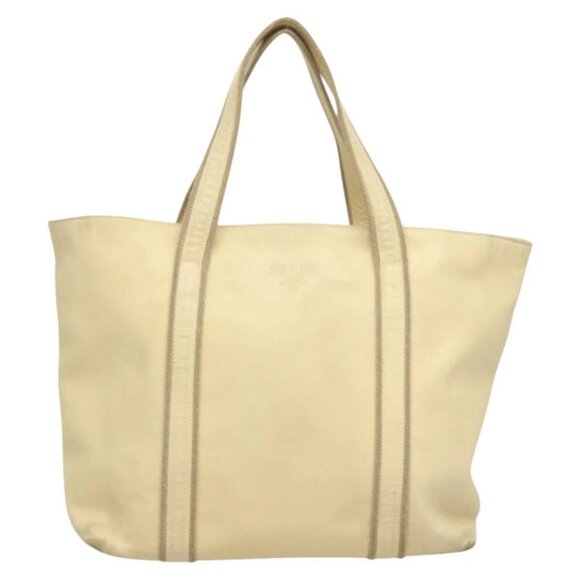 PRADA Hand Bag Leather Cream Silver Auth - Picture 3 of 16